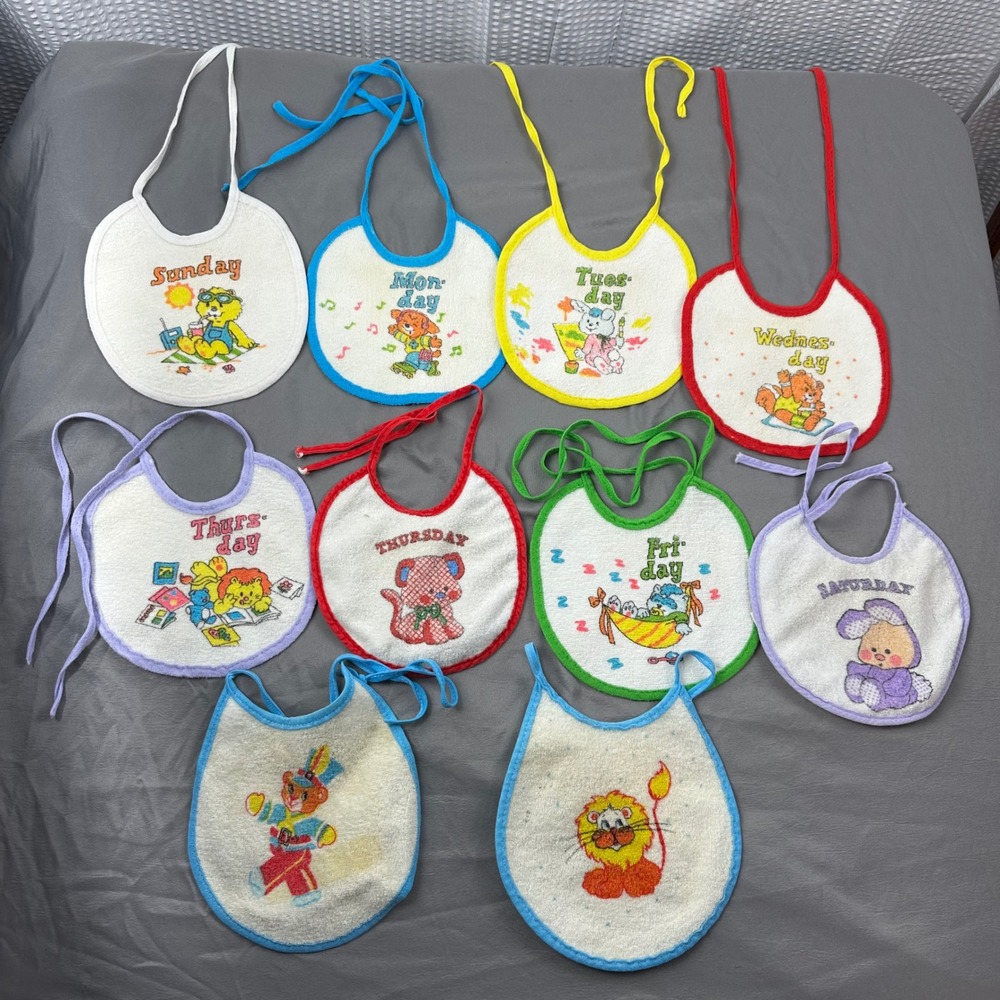 Vintage day of the week baby bibs. 10 total‎